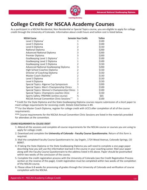 Advanced National Goalkeeping Diploma - National Soccer ...