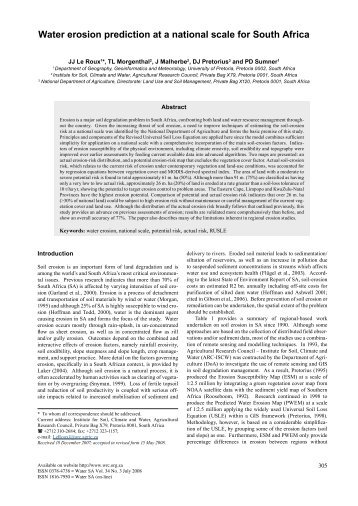 Water erosion prediction at a national scale for South Africa