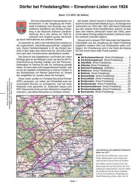 Dörfer bei Friedeberg/Nm - Woldenberg/Neumark - Khd-research