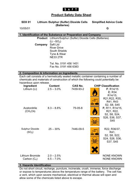 AED Batteries MSDS