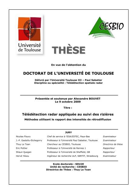 THÃS EE - CESBIO - UniversitÃ© Toulouse III - Paul Sabatier