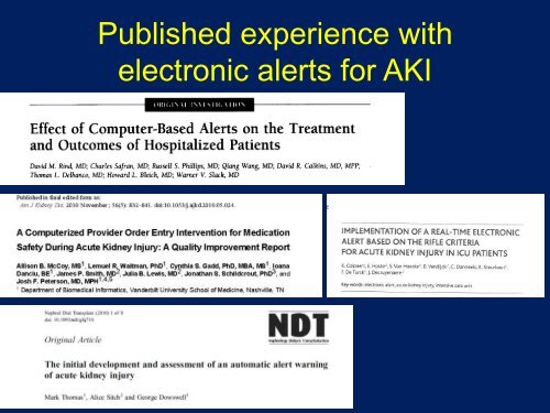 Identification of AKI using electronic reporting: does it ... - CRRT Online