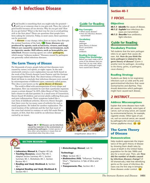 Ch 40-1 Infectious Diseases - Downtown Magnets High School