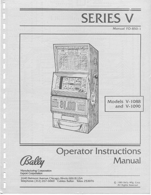 Bally V-1088 V1090 Op Instr Manual.pdf - antique slot machines