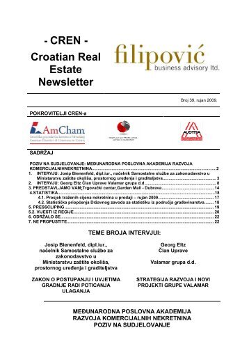 Croatian Real Estate Newsletter - Filipović poslovno savjetovanje doo