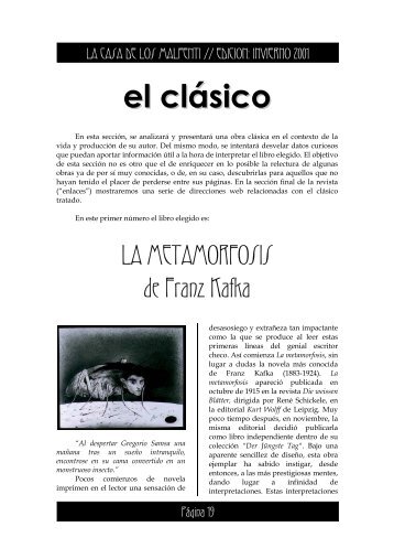 el clásico LA METAMORFOSIS de Franz Kafka