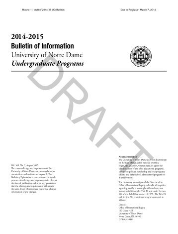DRAFT copy of the Undergraduate Bulletin for Revision - Registrar ...