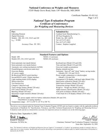 National Type Evaluation Program - Scaleable Scales