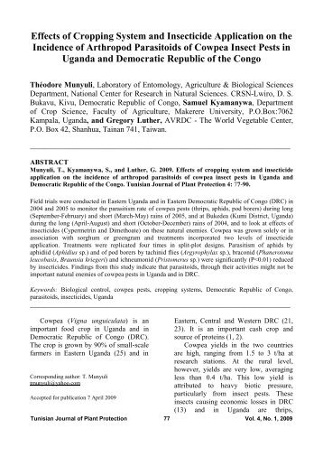 Effects of Cropping System and Insecticide Application on the ... - Iresa