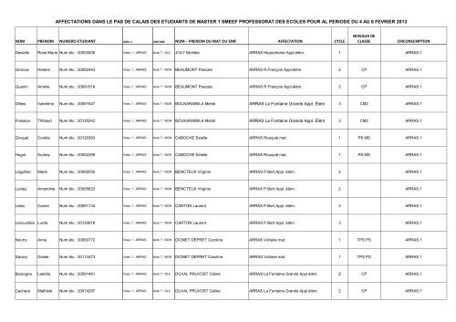 Affectations stage 3 - IUFM