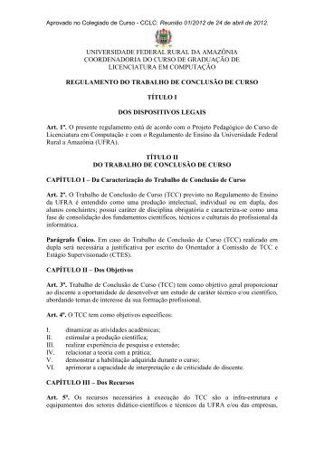 universidade federal rural da amazÃ´nia coordenadoria do ... - UFRA