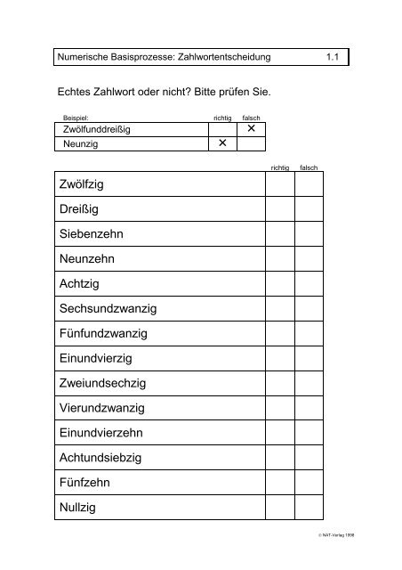 Echtes Zahlwort oder nicht? - NAT-Verlag