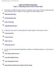 Light and Optical Systems - Topic 5 Practice Quiz - Ed Quest