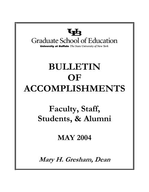 bulletin of accomplishments - UB Graduate School of Education