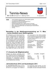 Tennis-News - SV Ohmenhausen