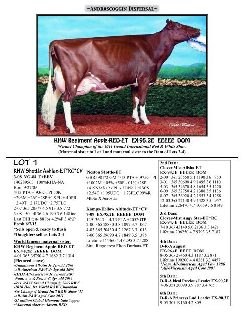 View sale catalog here! - Red & White Dairy Cattle Association