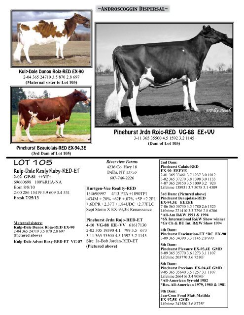 View sale catalog here! - Red & White Dairy Cattle Association