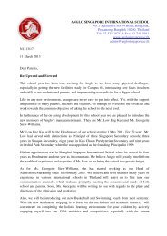 ANGLO SINGAPORE INTERNATIONAL SCHOOL No. 1 Sukhumvit ...