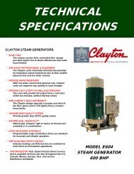 Model E604, 600 BHP Steam Generator ... - Clayton Industries