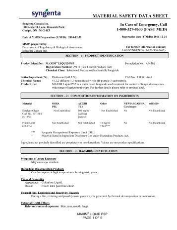 Maxim 480 MSDS - Syngenta Farm