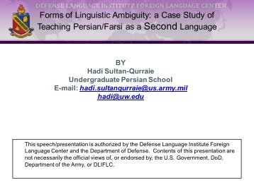 Forms of Linguistic Ambiguity: a Case Study of Teaching Persian ...