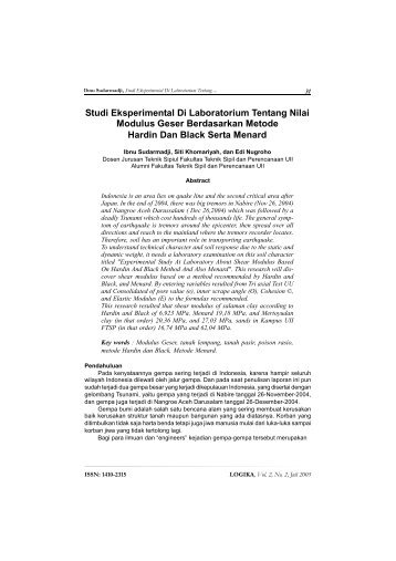 Studi Eksperimental Di Laboratorium Tentang Nilai Modulus Geser ...