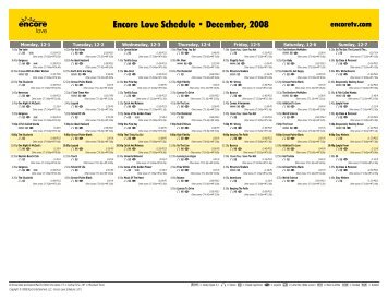 Encore Love - December, 2008 Schedule - Starz