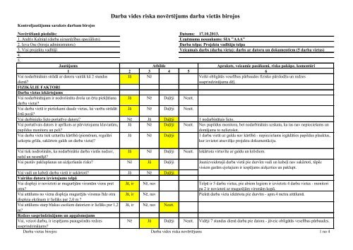 Darba aizsardzÄ«bas prakses standarts biroju darbÄ nodarbinÄtajiem