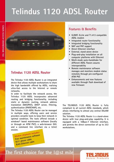Telindus 1120 ADSL Router - CompTek