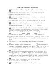 GRE Math Subject Test #4 Solutions. 1. B (Calculus/Geometry) This ...