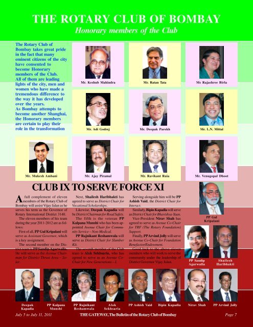 President - Rotary Club of Bombay