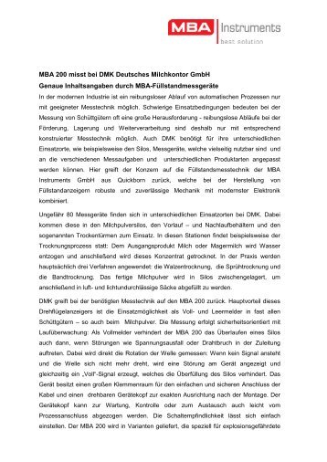 MBA 200 misst bei DMK Deutsches Milchkontor GmbH ... - SMB Group