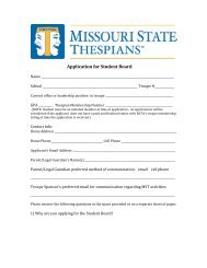 Application for Student Board - Missouri State Thespians