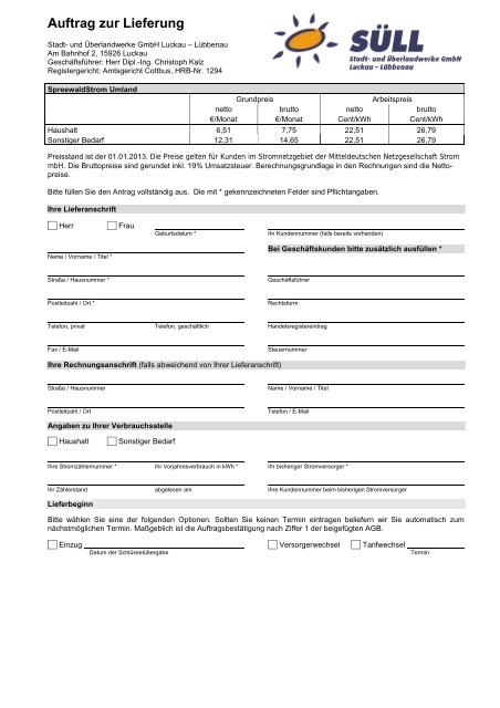 SpreewaldStrom Umland - Stadt- und Ãœberlandwerke GmbH Luckau ...