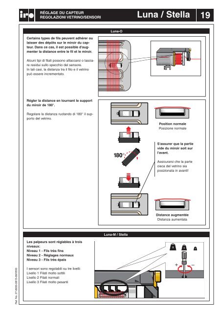 Luna-O / Luna-M / Stella Manuel d'Instructions Istruzioni ... - IRO AB