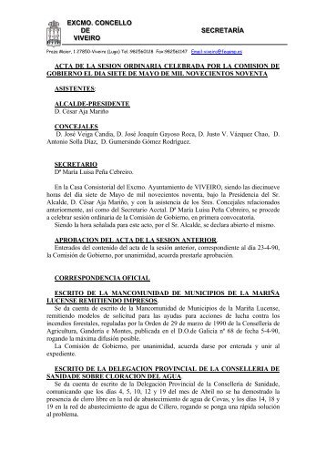 acta de la sesion ordinaria celebrada por la comision de gobierno el ...