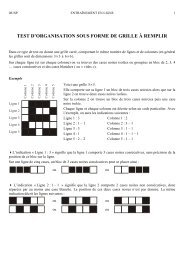 TEST D'ORGANISATION SOUS FORME DE GRILLE Ã REMPLIR