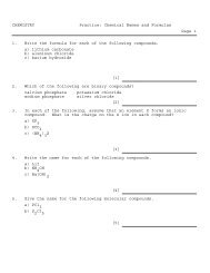 CHEMISTRY Practice: Chemical Names and Formulas Page 1 1 ...