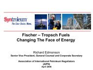 Fischer â Tropsch Fuels Changing The Face of Energy - AIPN