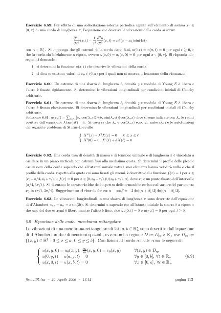 Esercizi e appunti per il corso di Fisica Matematica - Sezione di ...