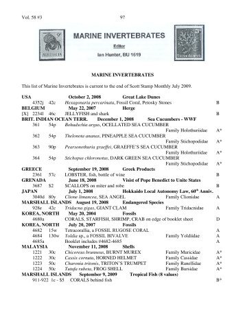Vol. 58 #3 97 MARINE INVERTEBRATES This list of Marine ...