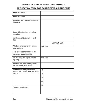 application form for participation in the fairs - Handloom Export ...