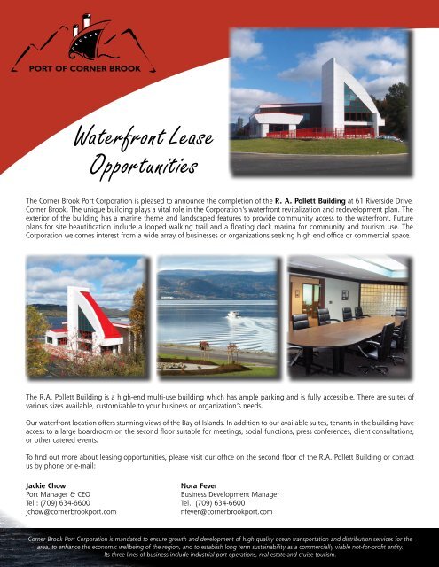 Waterfront Lease Opportunities - Corner Brook Port Corporation