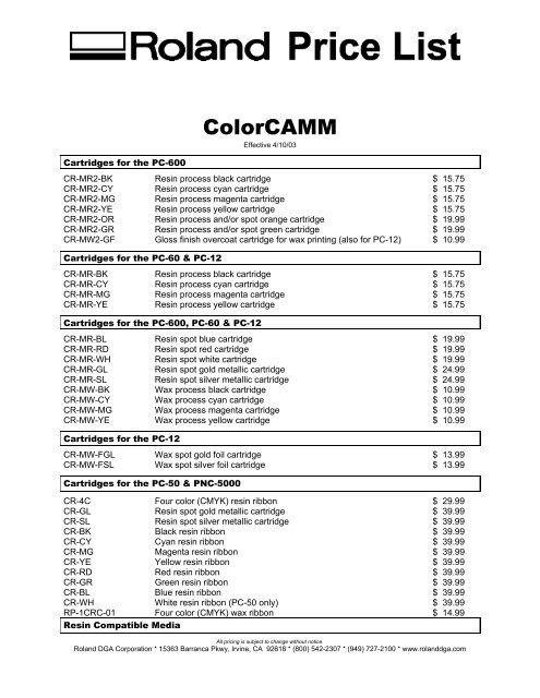 ColorCAMM - Ordway Sign Supply