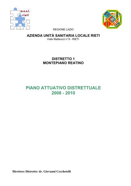 Piano Attuativo Distrettuale Distretto n. 1 - Azienda USL Rieti