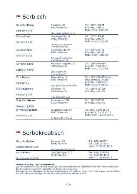 VbDÜ SPRACHENVERZEICHNIS