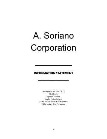 information statement - A. Soriano Corporation