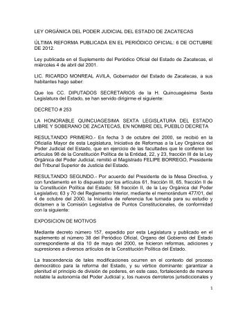 ley orgÃ¡nica del poder judicial del estado de zacatecas - Finanzas