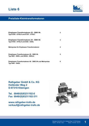 Liste 6 - rathgeber â¢ transformatoren