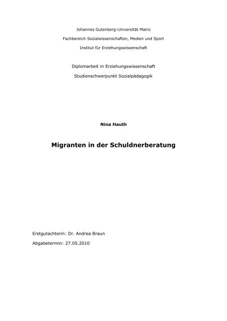 Migranten in der Schuldnerberatung - BAG-SB